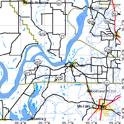 Zip code 42050 close-up map