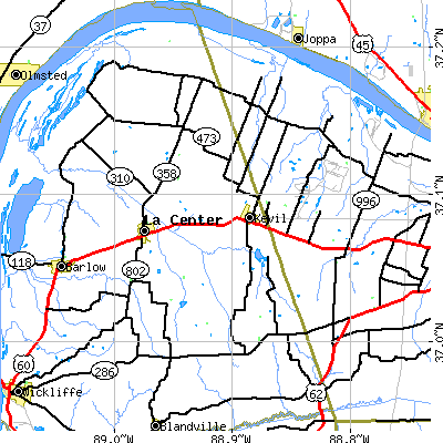 Zip code 42053 close-up map