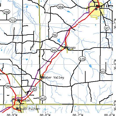 Zip code 42088 close-up map