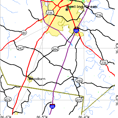Zip code 42104 close-up map