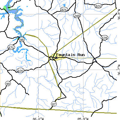 Zip code 42133 close-up map