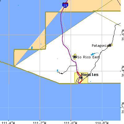 Zip code 85621 close-up map