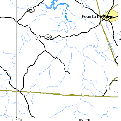 Zip code 42153 close-up map