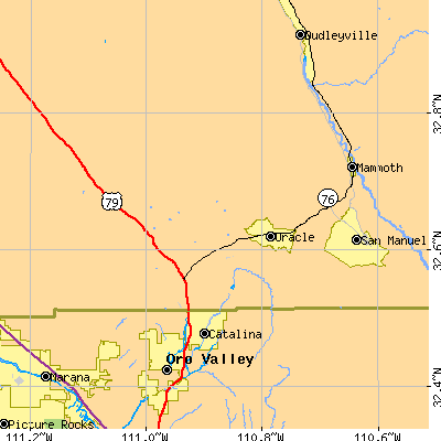 Zip code 85623 close-up map