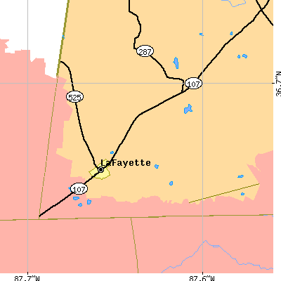 Zip code 42254 close-up map