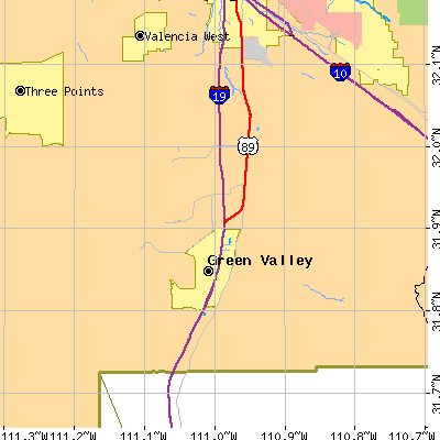 Zip code 85629 close-up map