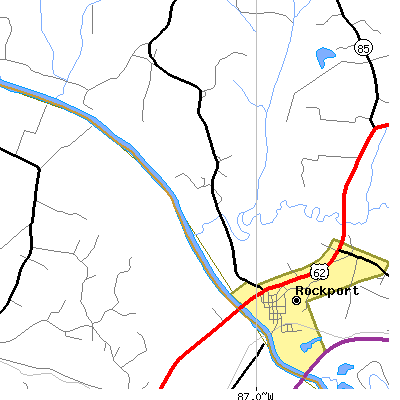 Zip code 42369 close-up map