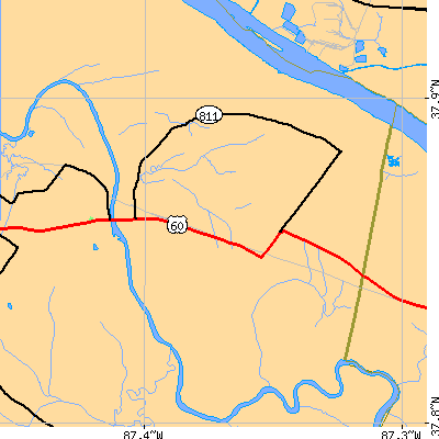 Zip code 42451 close-up map