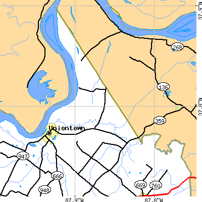 Zip code 42461 close-up map