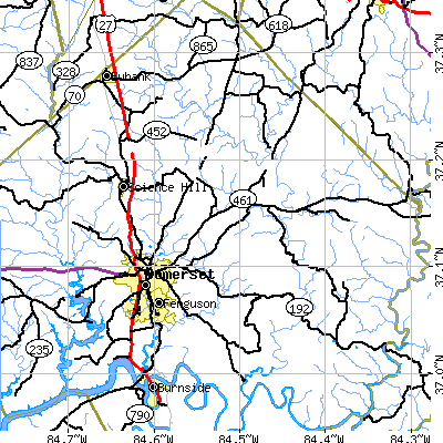 Zip code 42503 close-up map