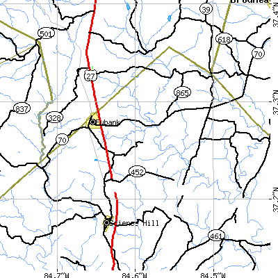 Zip code 42567 close-up map