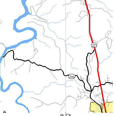 Zip code 42631 close-up map