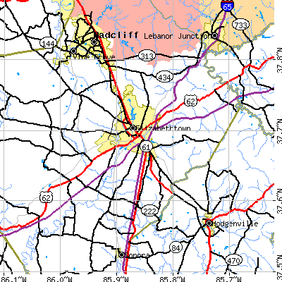 Zip code 42701 close-up map