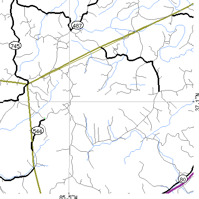Zip code 42742 close-up map