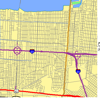 Zip code 70005 close-up map