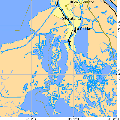 Zip code 70036 close-up map