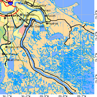Zip code 70040 close-up map
