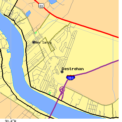 Zip code 70047 close-up map