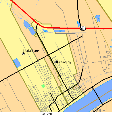Zip code 70052 close-up map