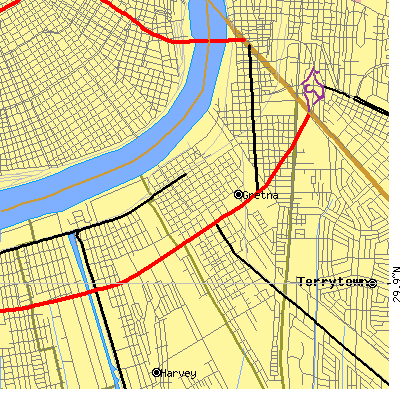Zip code 70053 close-up map