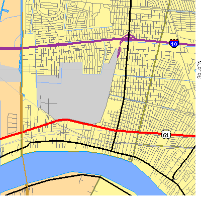 Zip code 70062 close-up map
