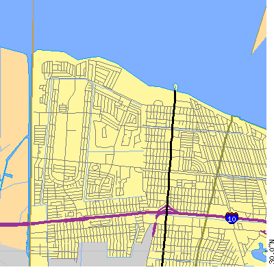 Zip code 70065 close-up map