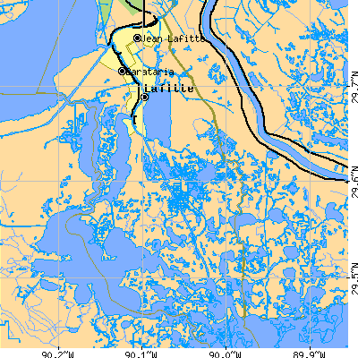 Zip code 70067 close-up map