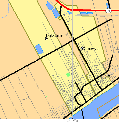 Zip code 70071 close-up map