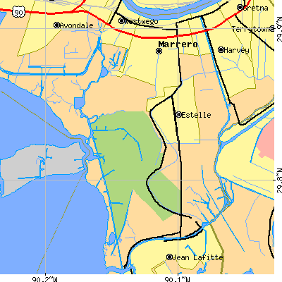 Zip code 70072 close-up map