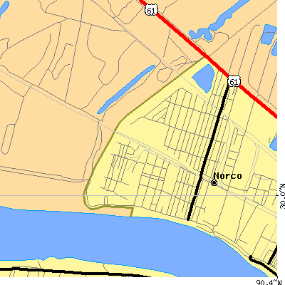 Zip code 70079 close-up map