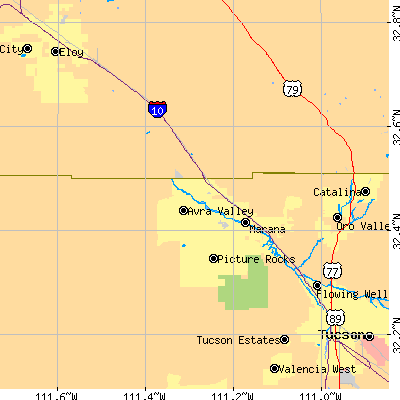 Zip code 85653 close-up map