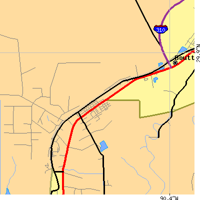 Zip code 70080 close-up map