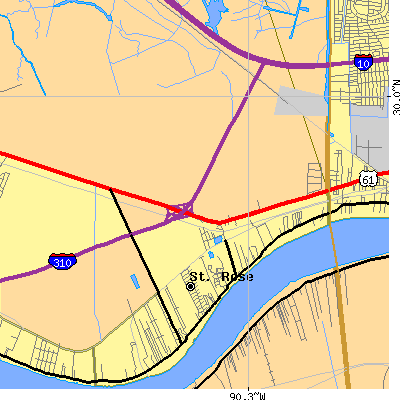 Zip code 70087 close-up map