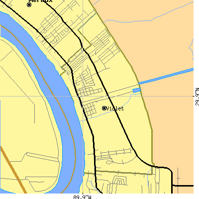 Zip code 70092 close-up map