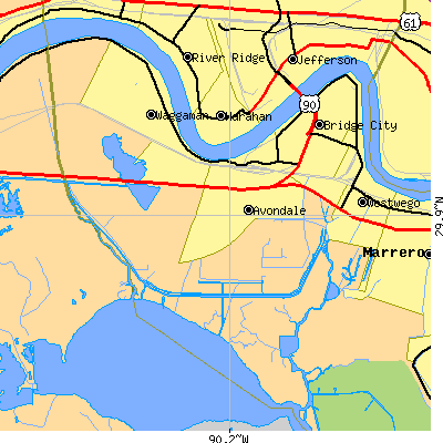 Zip code 70094 close-up map