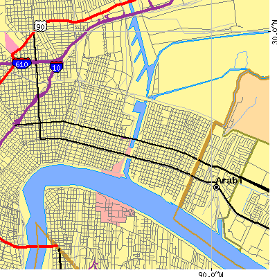 Zip code 70117 close-up map