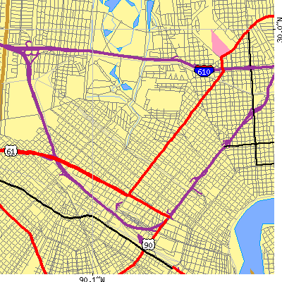 Zip code 70119 close-up map