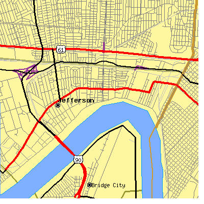 Zip code 70121 close-up map