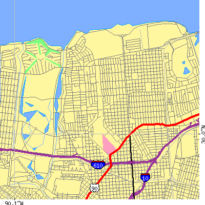 Zip code 70122 close-up map