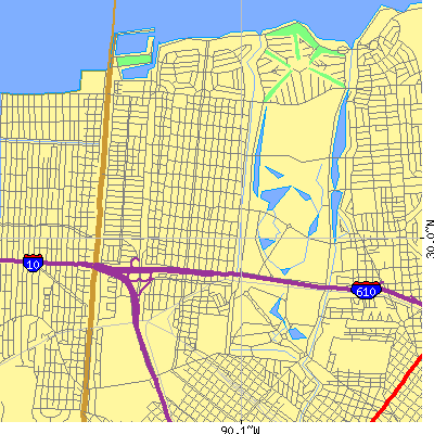 Zip code 70124 close-up map