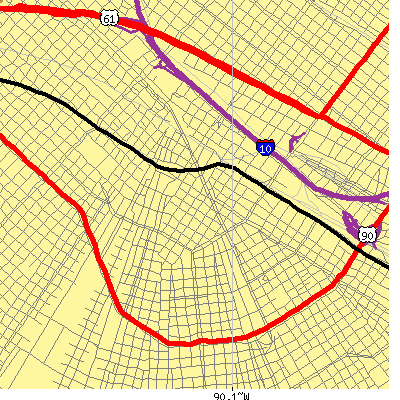 Zip code 70125 close-up map
