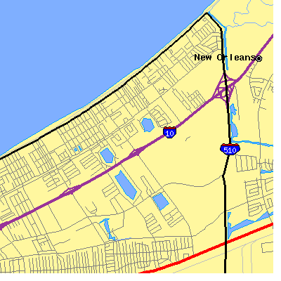 Zip code 70128 close-up map