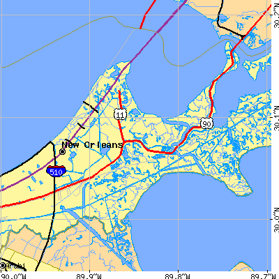 Zip code 70129 close-up map