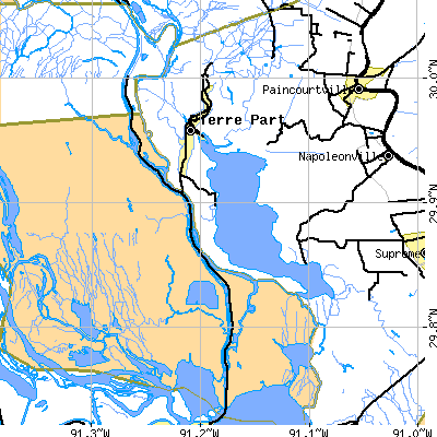 Zip code 70339 close-up map