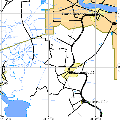 Zip code 70341 close-up map