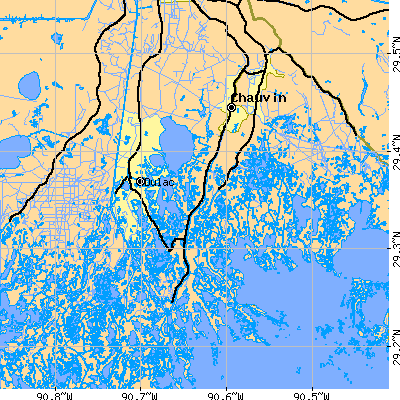 Zip code 70344 close-up map