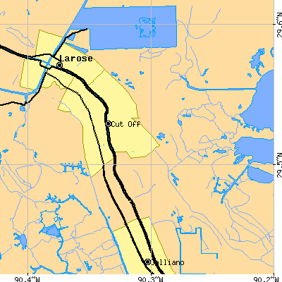 Zip code 70345 close-up map