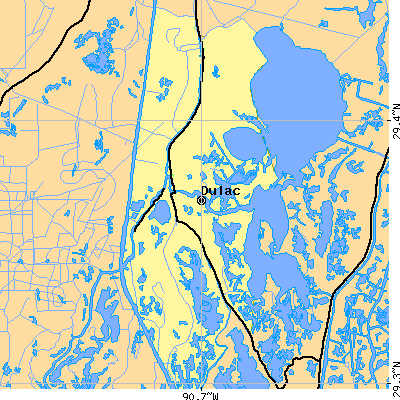 Zip code 70353 close-up map