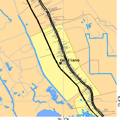 Zip code 70354 close-up map