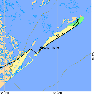 Zip code 70358 close-up map
